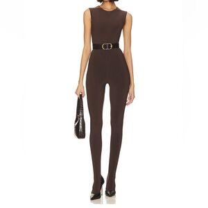 Norma Kamali Brown Sleeveless Jumpsuit